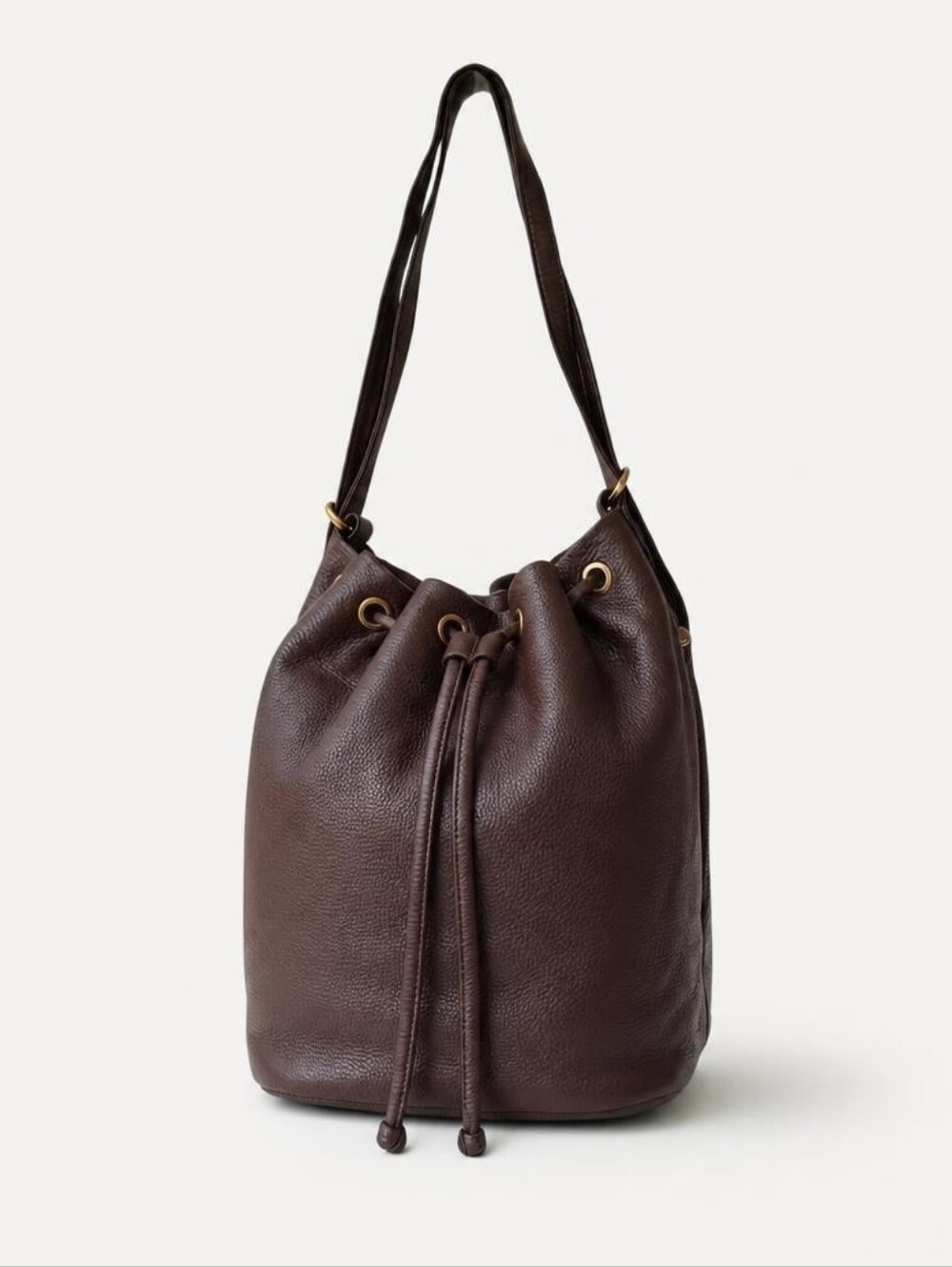 HOBO Chocolate Brown Pebbled Leather Bucket Bag / Backpack